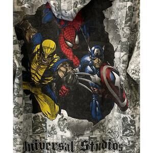 Marvel Universal Studios Hoodie Spiderman Captain America Gray X Small